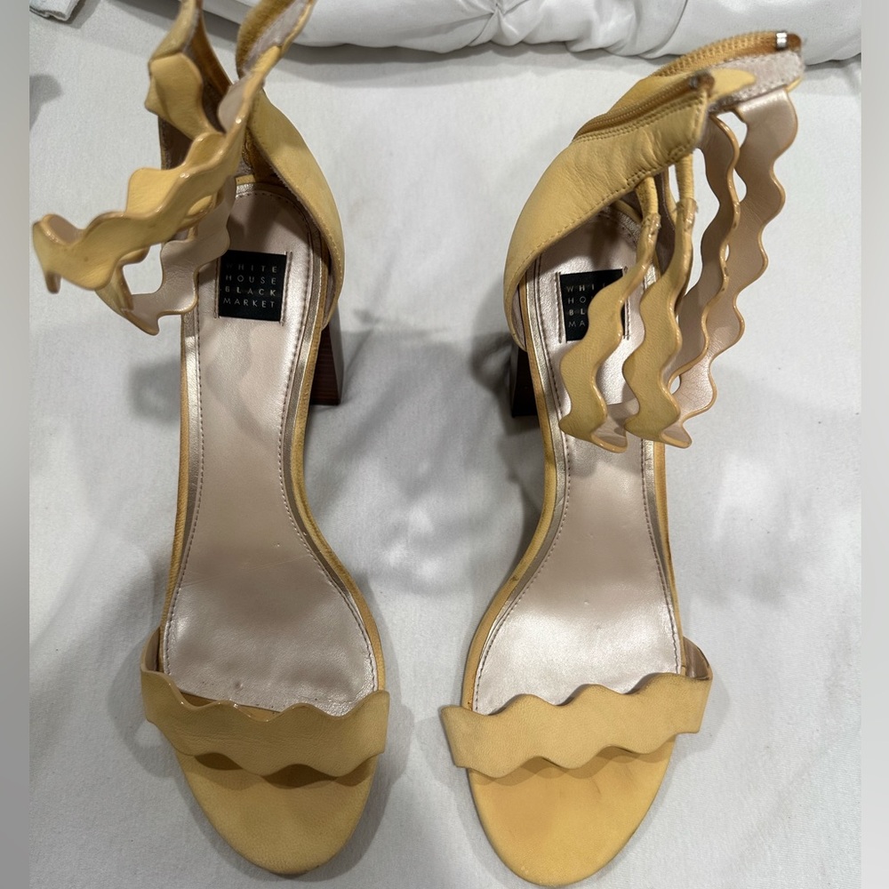 Block heels with scalloped ankle strap size 9.5